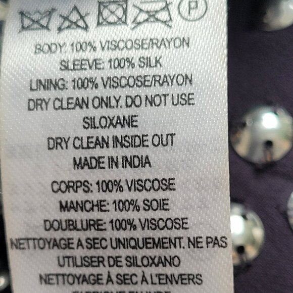 French Connection Silk and Viscose Short Sleeve Studded Dress Size 4 - Picture 7 of 7